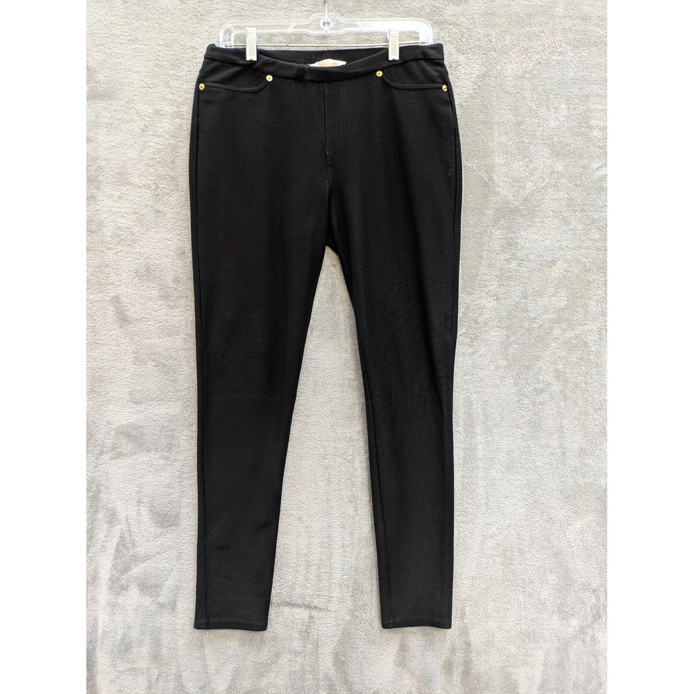 Classic Skinny Leggings Michael Kors Womens Medium Black Gold Hardware Stretch